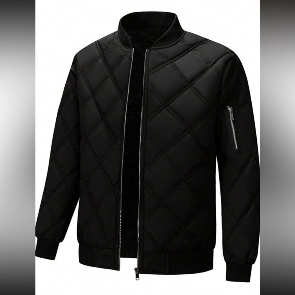 Mens padded quilted zip up bomber jacket - Picture 1 of 10